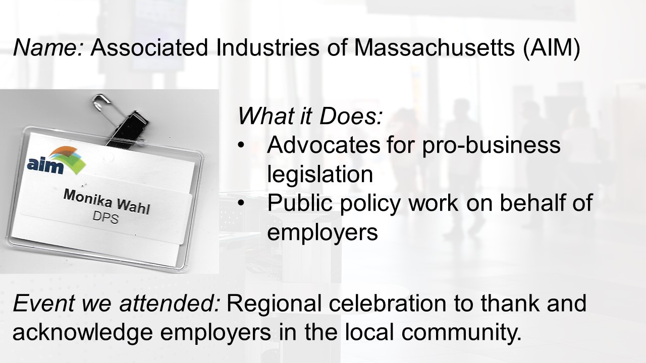 Informational Slide about Associated Industries of Massachusetts