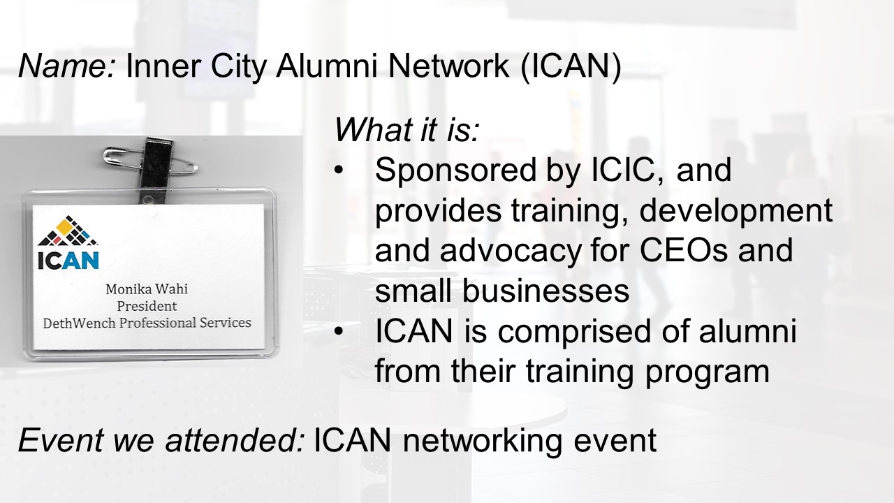 Informational Slide about the Inner City Alumni Network
