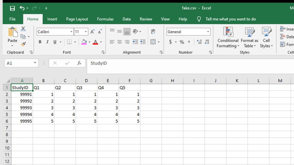 Example Likert plot data frame raw data