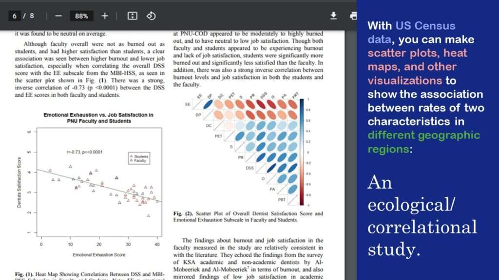 If you do statistics and have two continuous variables, you can do correlations. You can also make visualizations.