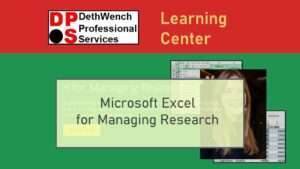 I have used Excel for managing research since the early 1990s, when I was mentored by a grants administrator who took me under her wing. She showed me how to use abstract deadline grids, grant submission grids, and action item grids to manage research activities. Now, I’ve made these skills available to you through my online course, “MS Excel for Managing Research”!